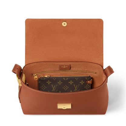 Women's Low Key Messenger Cognac Calfskin Leather Flap Bag M13151