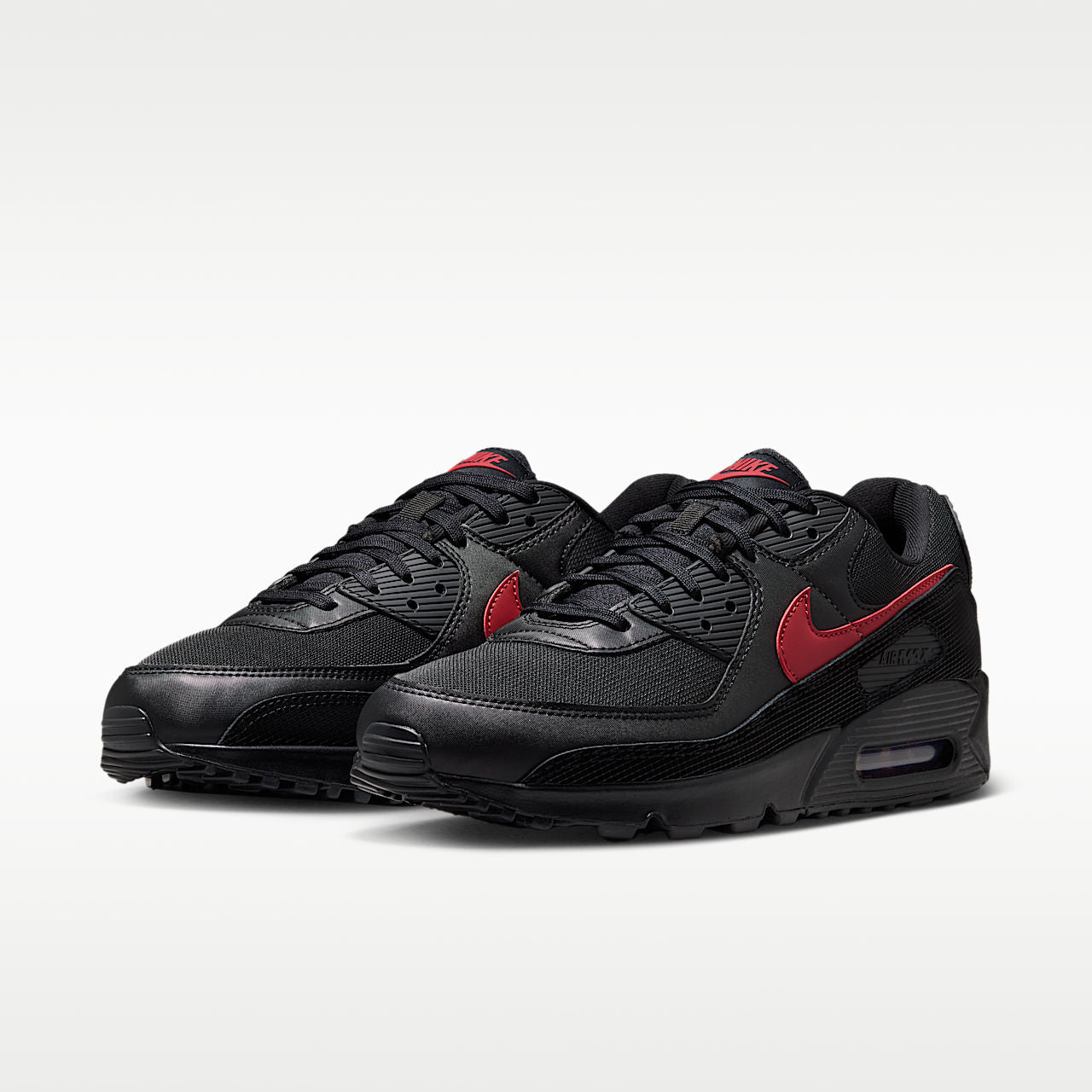 Air Max 90 Premium Men's Shoes - Black/Black/Tough Red