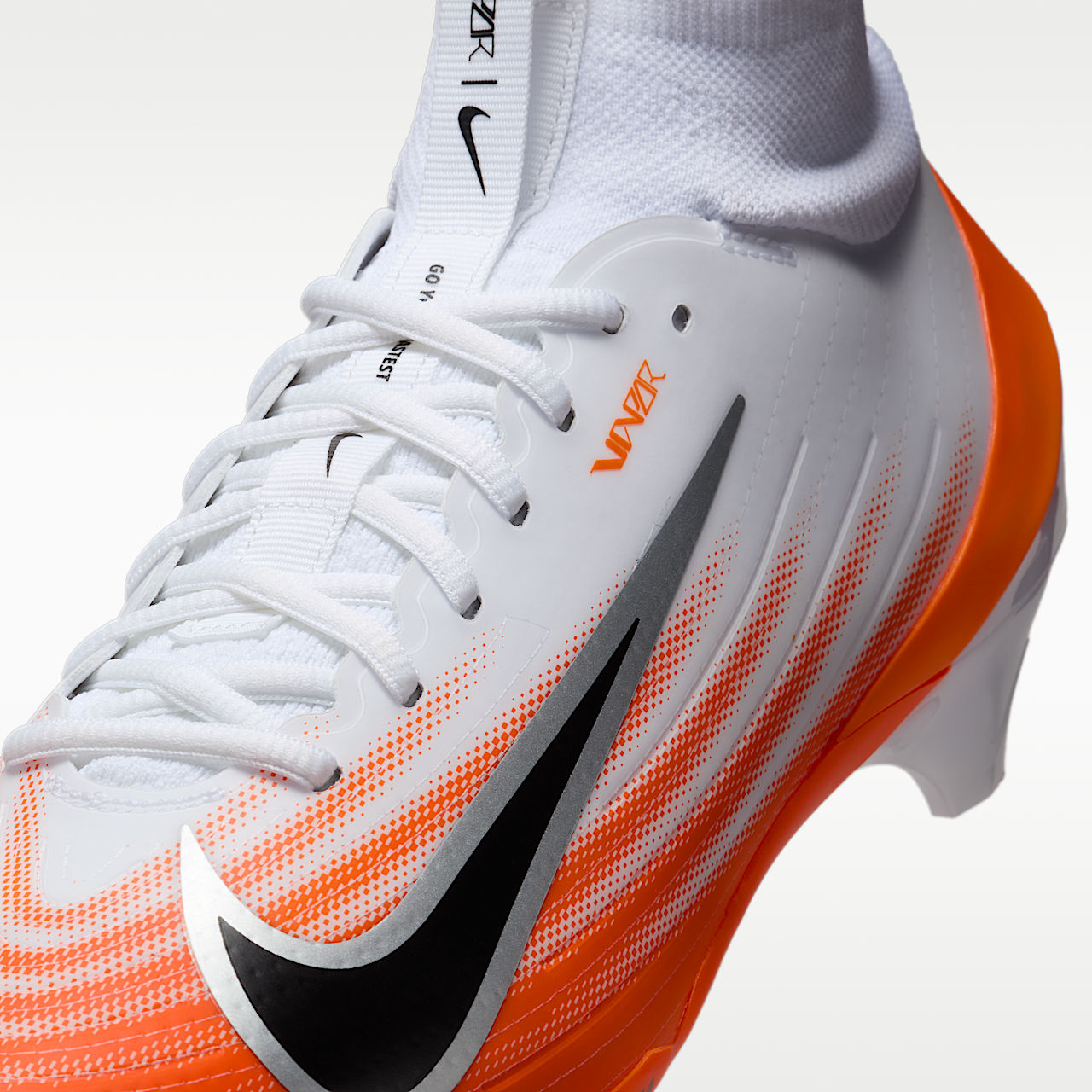 Vapor Pro 1 Football Cleats White/Safety Orange/Metallic Silver/Black