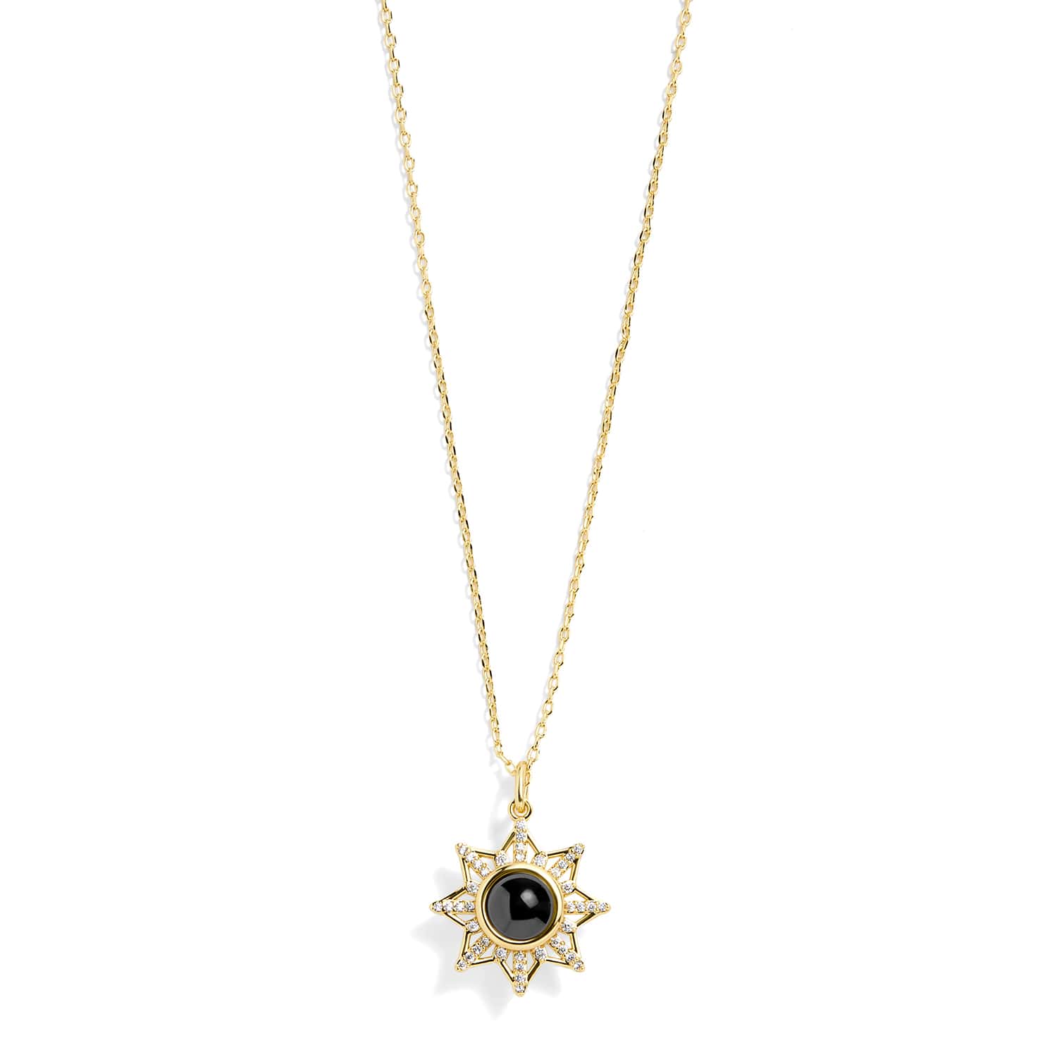 Personalized PavĂ© Sun Photo Necklace