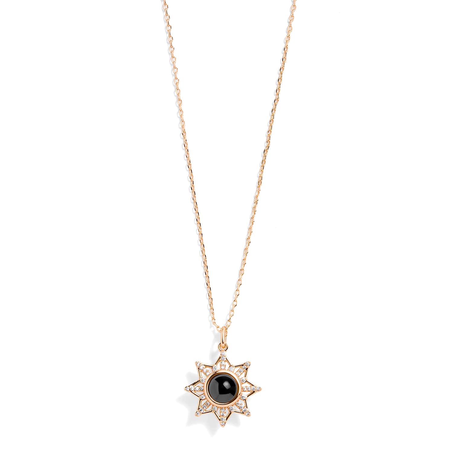Personalized PavĂ© Sun Photo Necklace