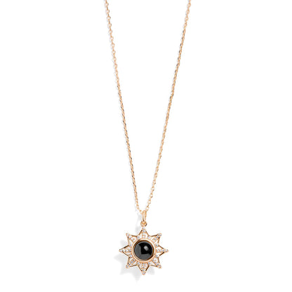 Personalized PavĂ© Sun Photo Necklace