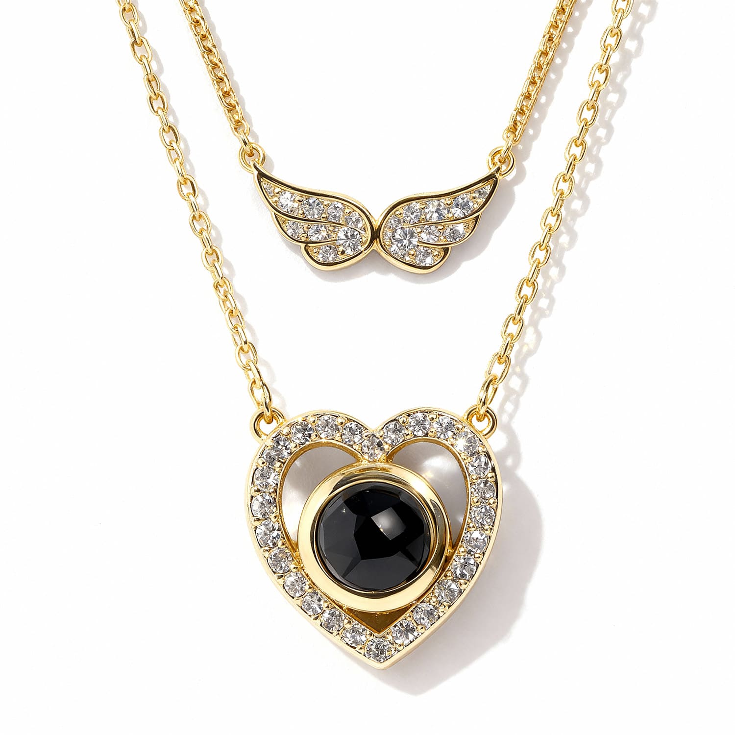 Personalized Angel Wing Layered Necklace