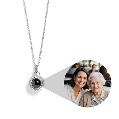 Personalized PavĂ© Circle Photo Necklace