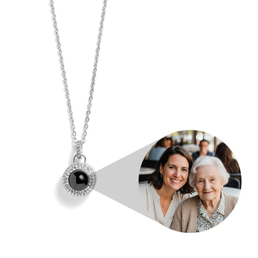 Personalized PavĂ© Circle Photo Necklace