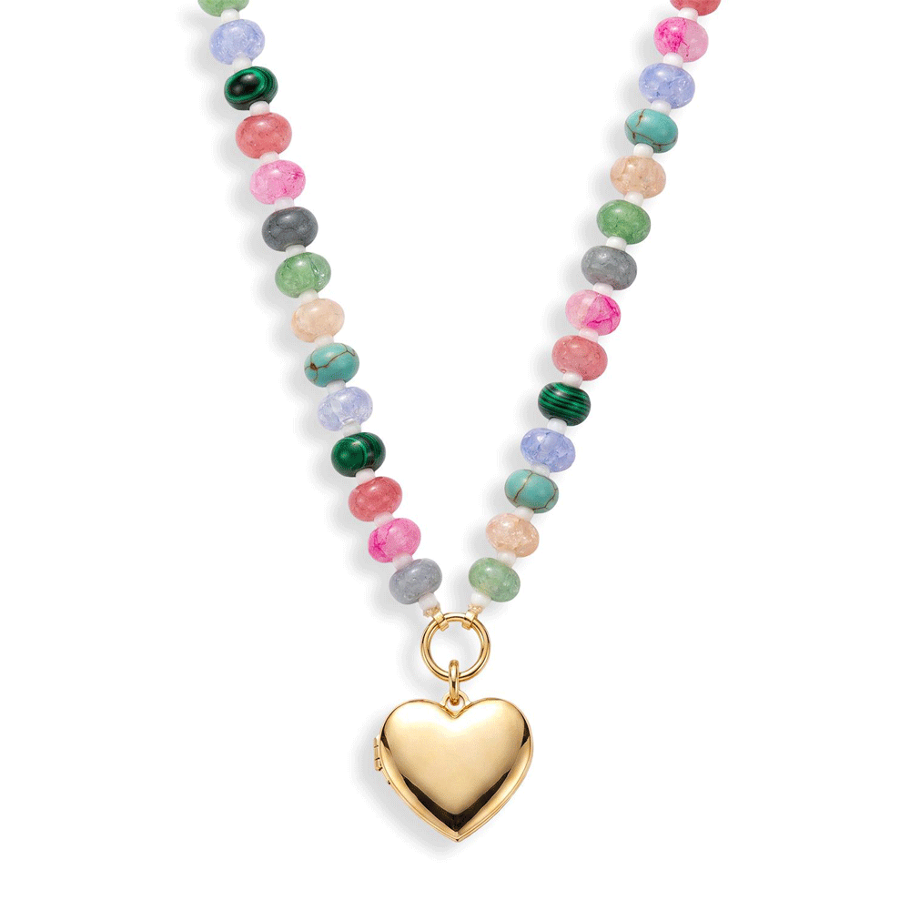 Personalized Semi-Precious Heart Locket Necklace