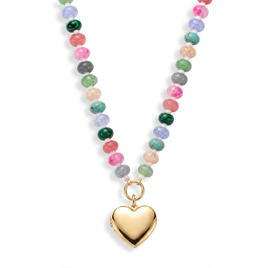 Personalized Semi-Precious Heart Locket Necklace