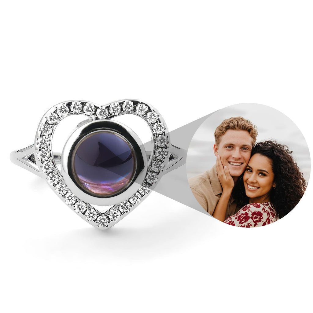 Personalized PavĂ© Heart Photo Ring