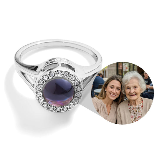 Personalized PavĂ© Circle Photo Ring
