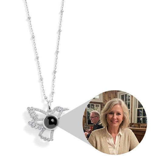 Personalized PavĂ© Bird Photo Necklace