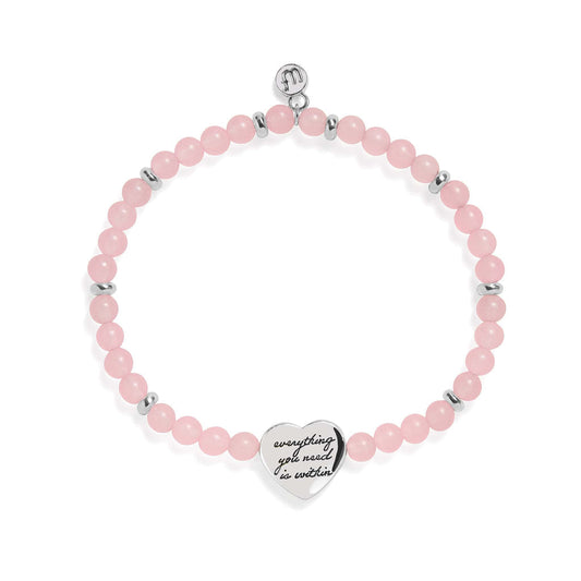 Personalized Rose Quartz Heart Stretch Bracelet