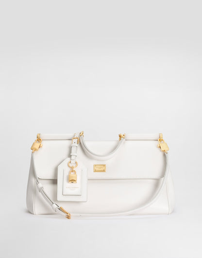 Medium My Sicily Handbag Plongé Calfskin Leather White Gold-Toned Hardware