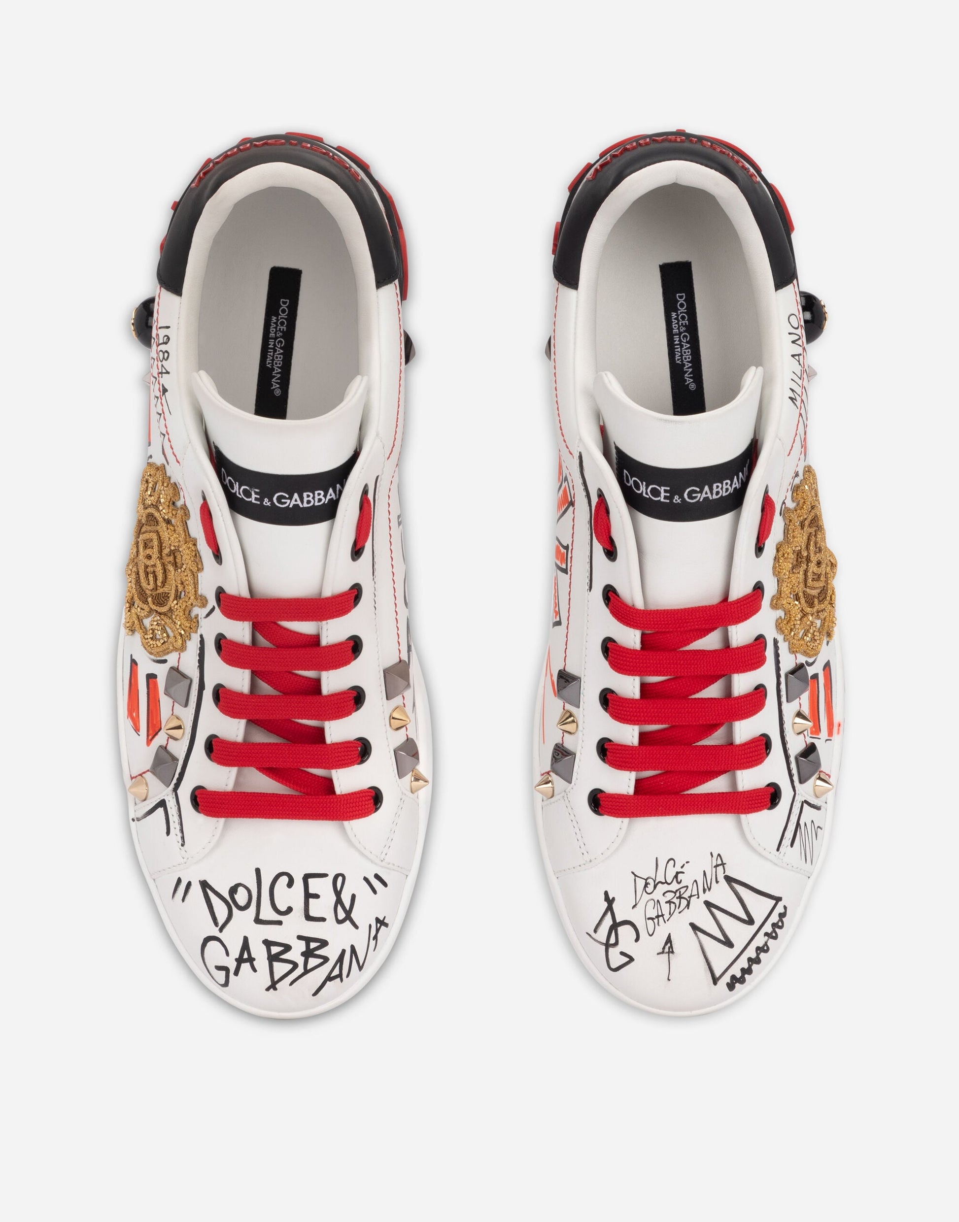 Portofino Men's Sneakers with Embroidery and Studs Multicolor
