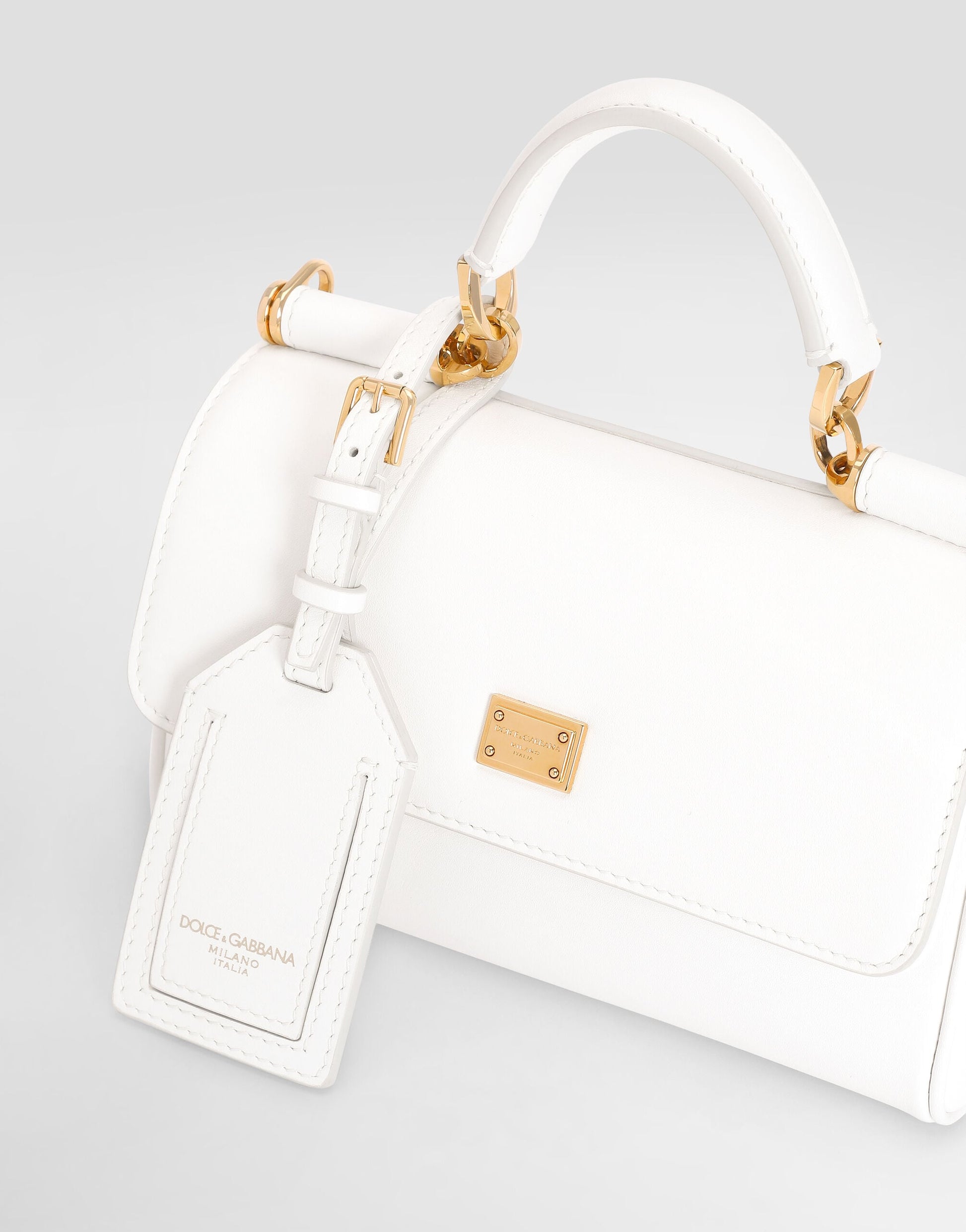 Mini My Sicily Handbag Plongé Calfskin Leather White Gold-Toned Hardware
