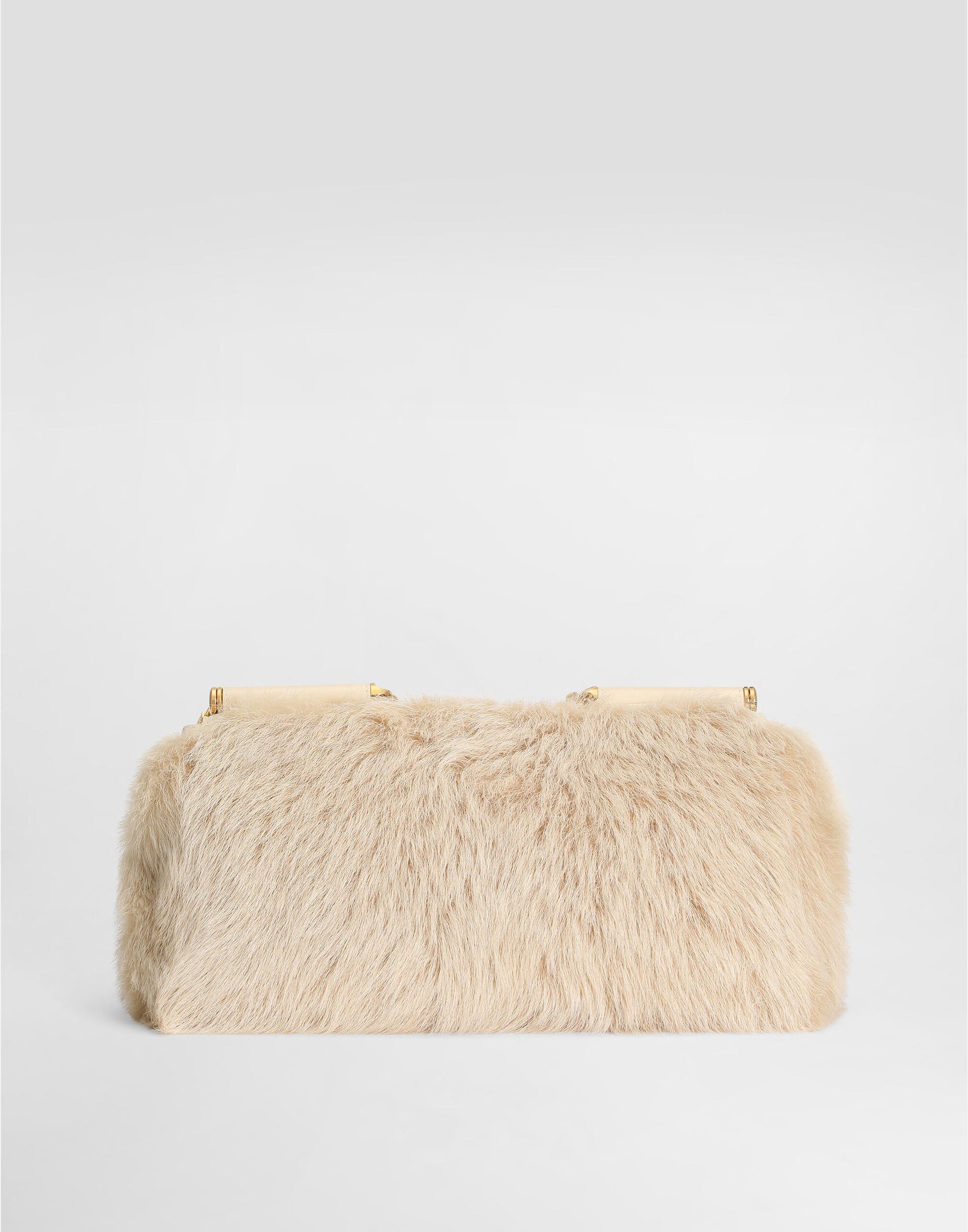 Medium My Sicily Handbag Fur and Plongé Calfskin Beige Vintage Brass Hardware