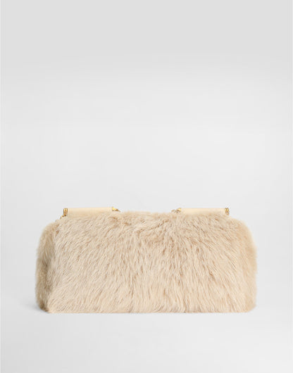 Medium My Sicily Handbag Fur and Plongé Calfskin Beige Vintage Brass Hardware