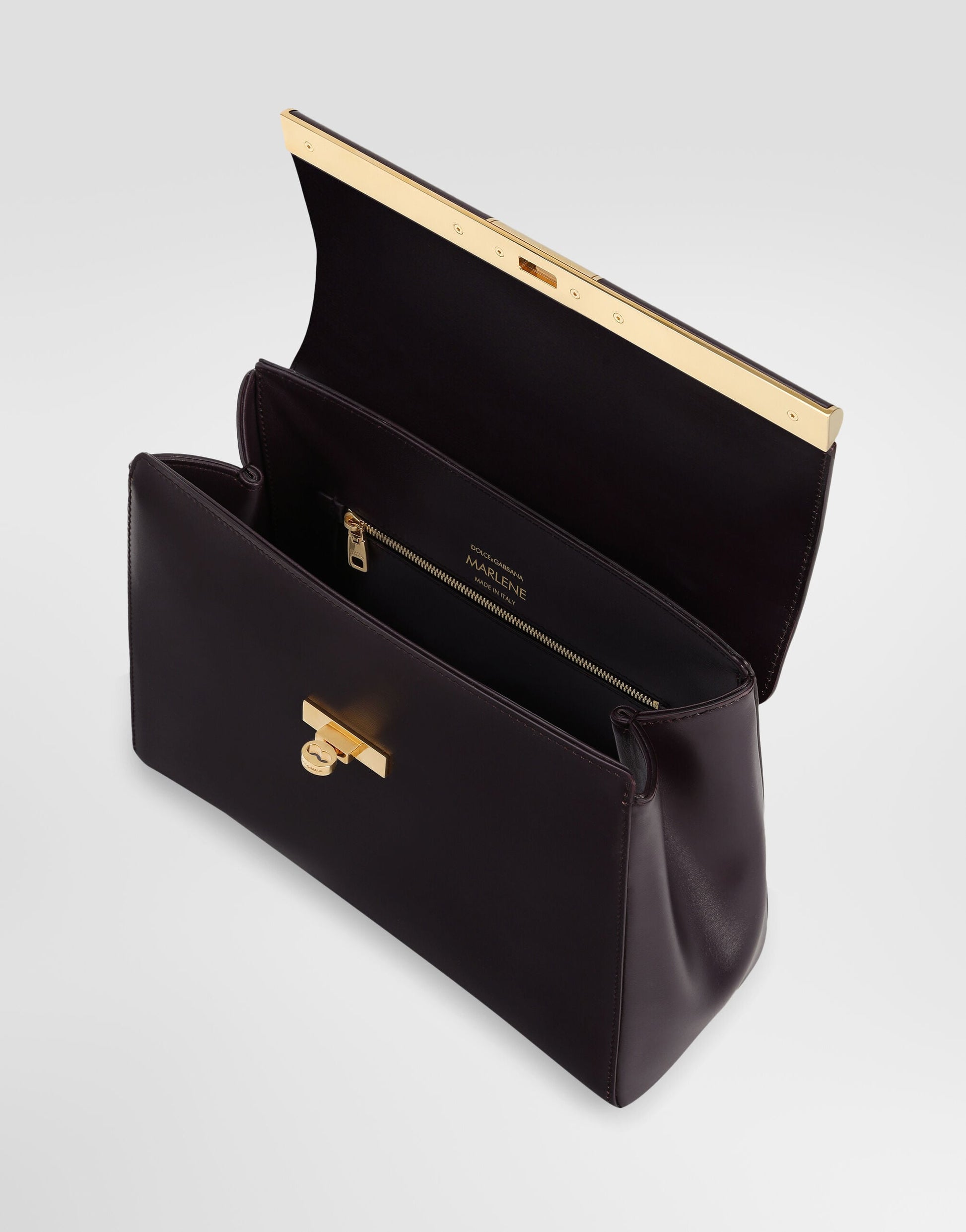 Marlene Handbag Palmellato Calfskin Bordeaux Vintage Brass-Toned Hardware