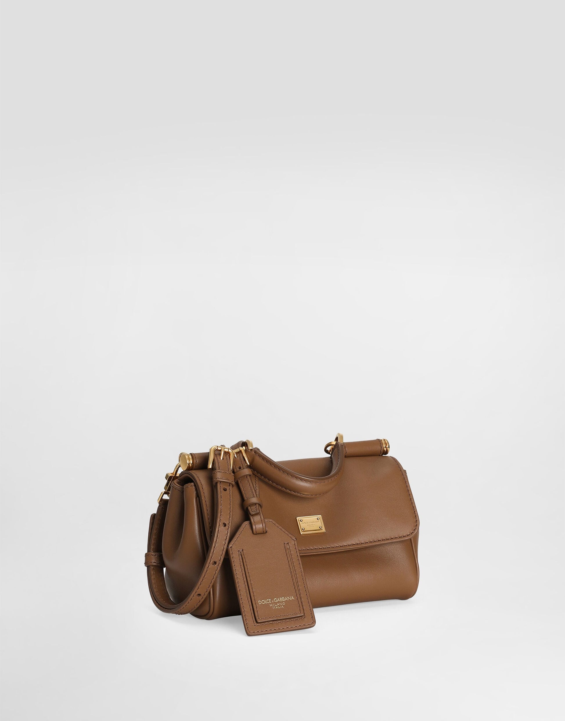 Mini My Sicily Handbag Plongé Calfskin Brown Vintage Brass Hardware