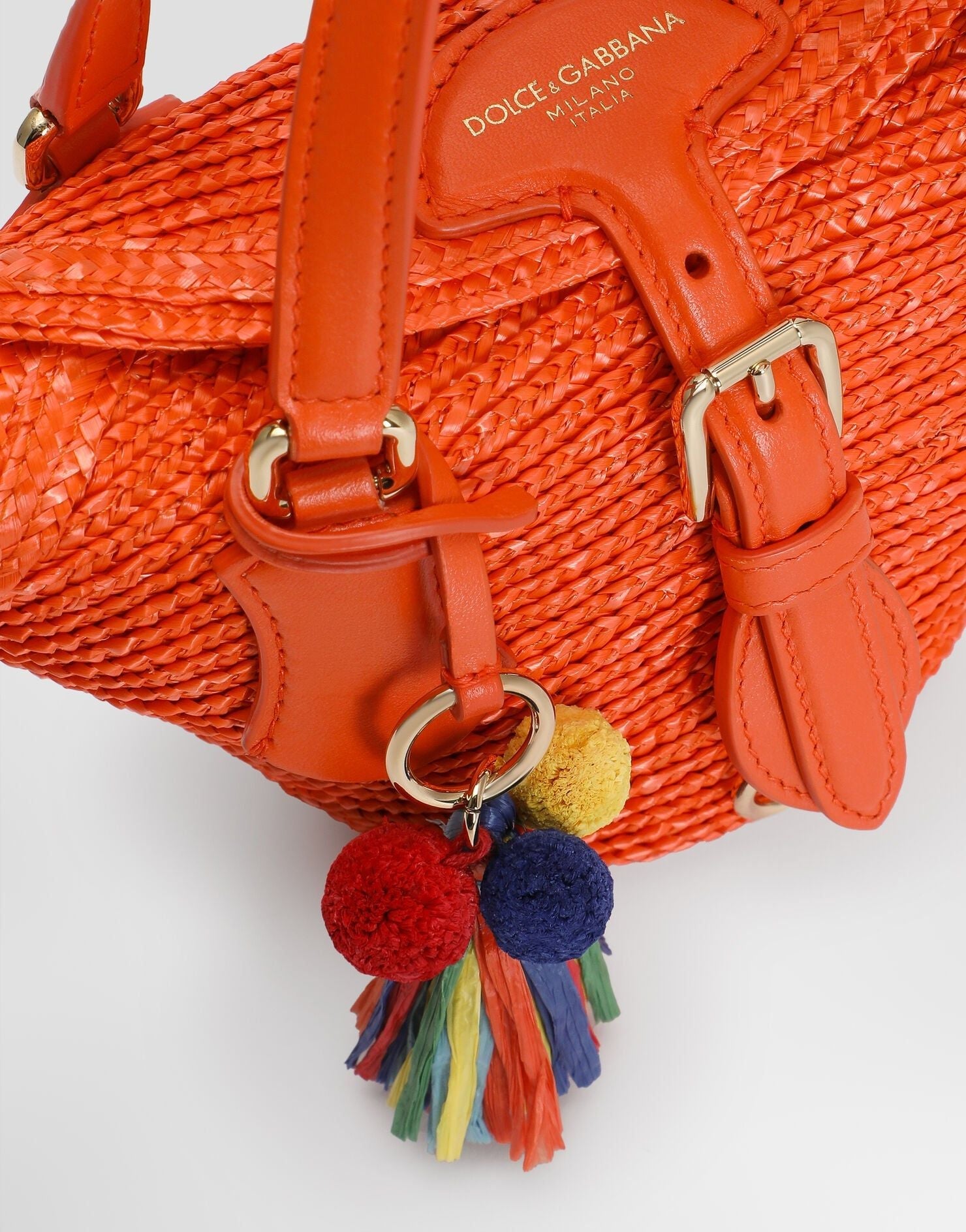 Coffa Capri Tote Bag Raffia Multi-colored Gold-Toned Hardware
