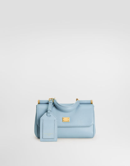 My Sicily Handbag Plongé Calfskin Leather Blue Brass-Toned Hardware
