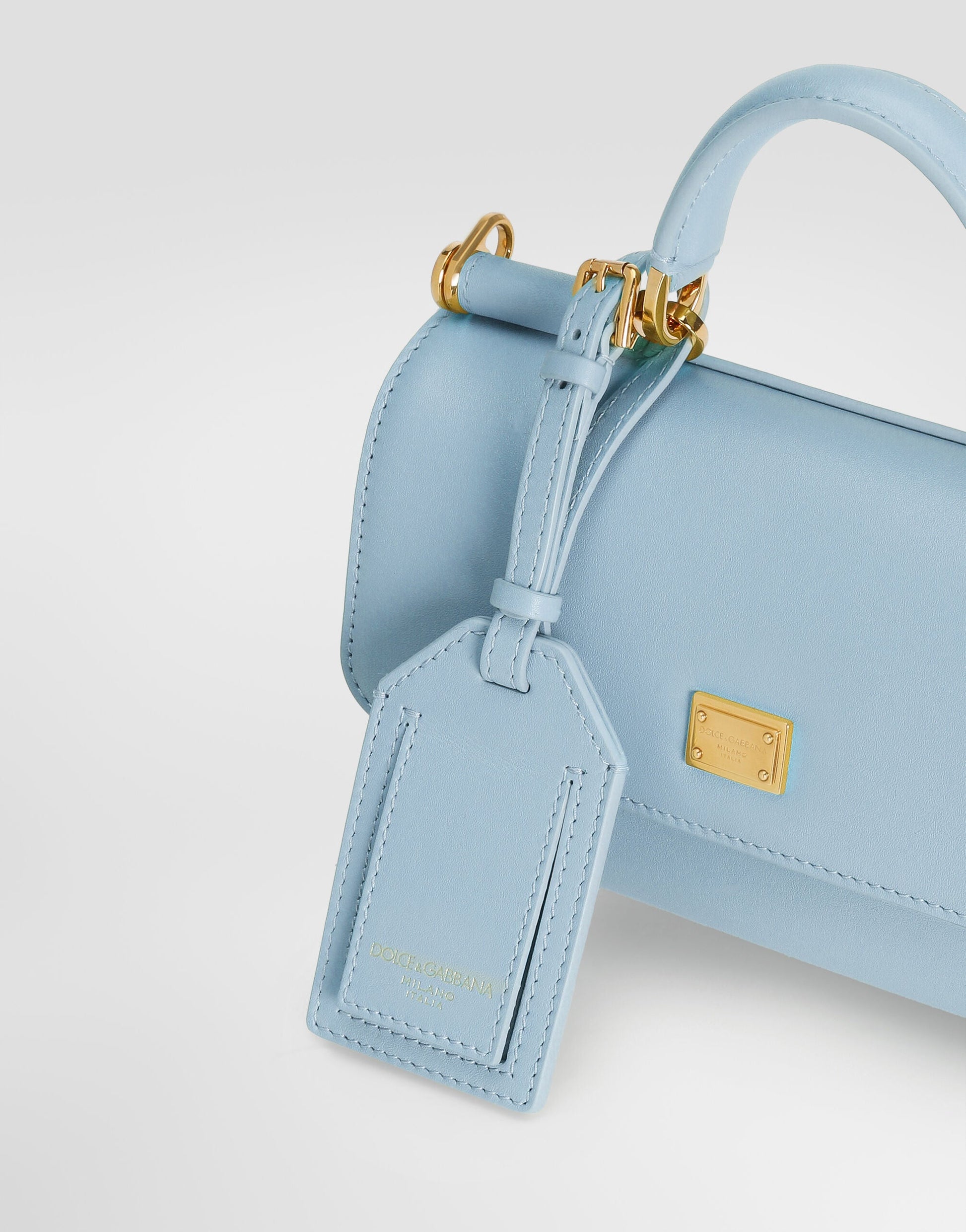 My Sicily Handbag Plongé Calfskin Leather Blue Brass-Toned Hardware