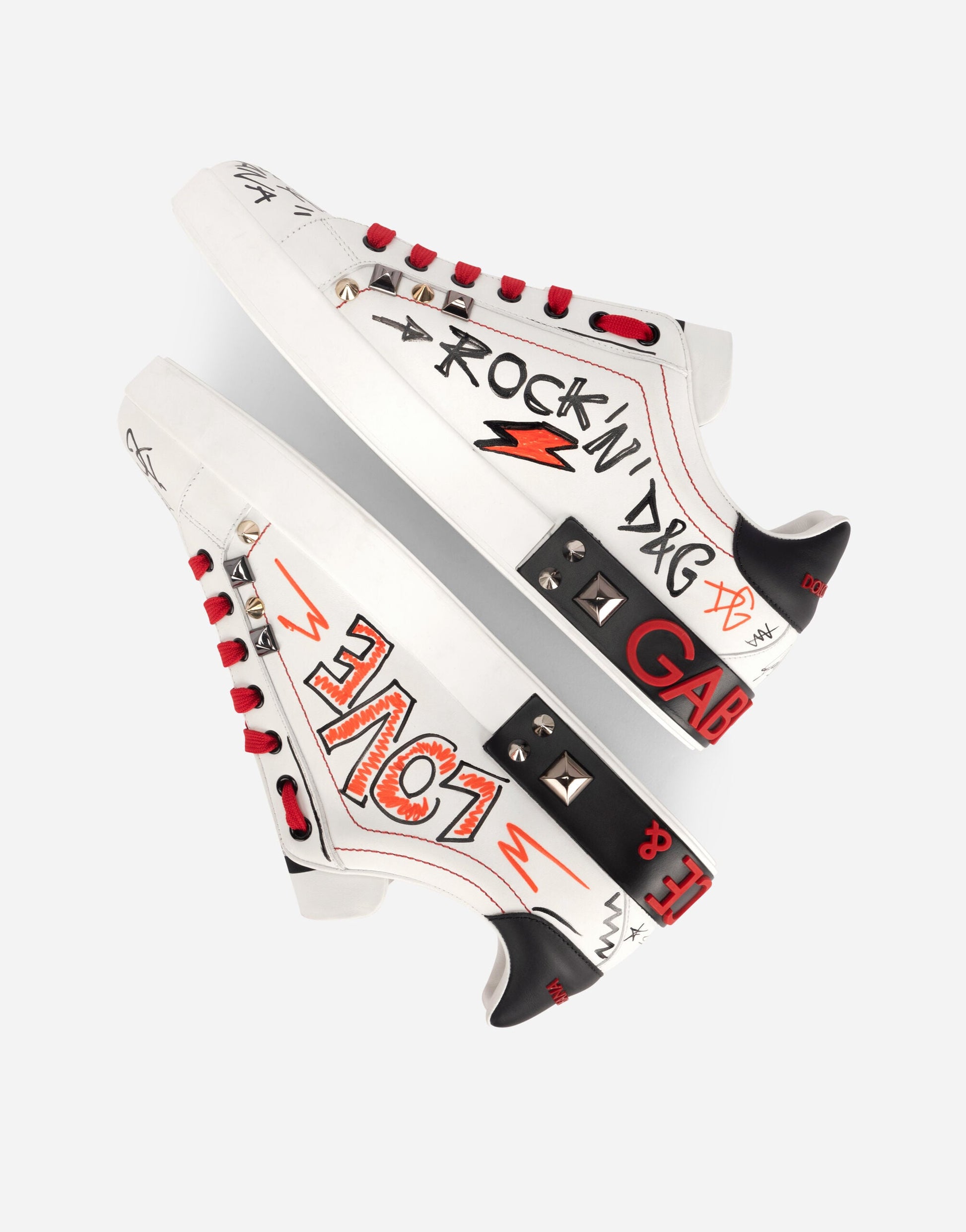 Portofino Men's Sneakers with Embroidery and Studs Multicolor