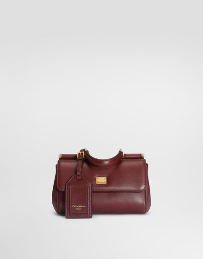 Mini My Sicily Handbag Plongé Calfskin Leather Bordeaux Brass-Toned Hardware