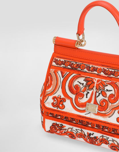 Small Sicily Handbag Leather Orange Gold-Toned Hardware