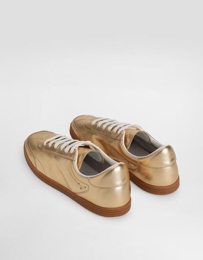 Saint Tropez Men's Foiled Leather Sneakers Gold