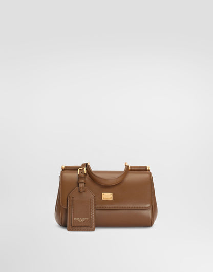 Mini My Sicily Handbag Plongé Calfskin Brown Vintage Brass Hardware