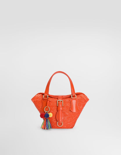 Coffa Capri Tote Bag Raffia Multi-colored Gold-Toned Hardware