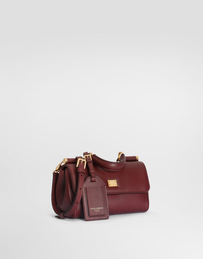 Mini My Sicily Handbag Plongé Calfskin Leather Bordeaux Brass-Toned Hardware