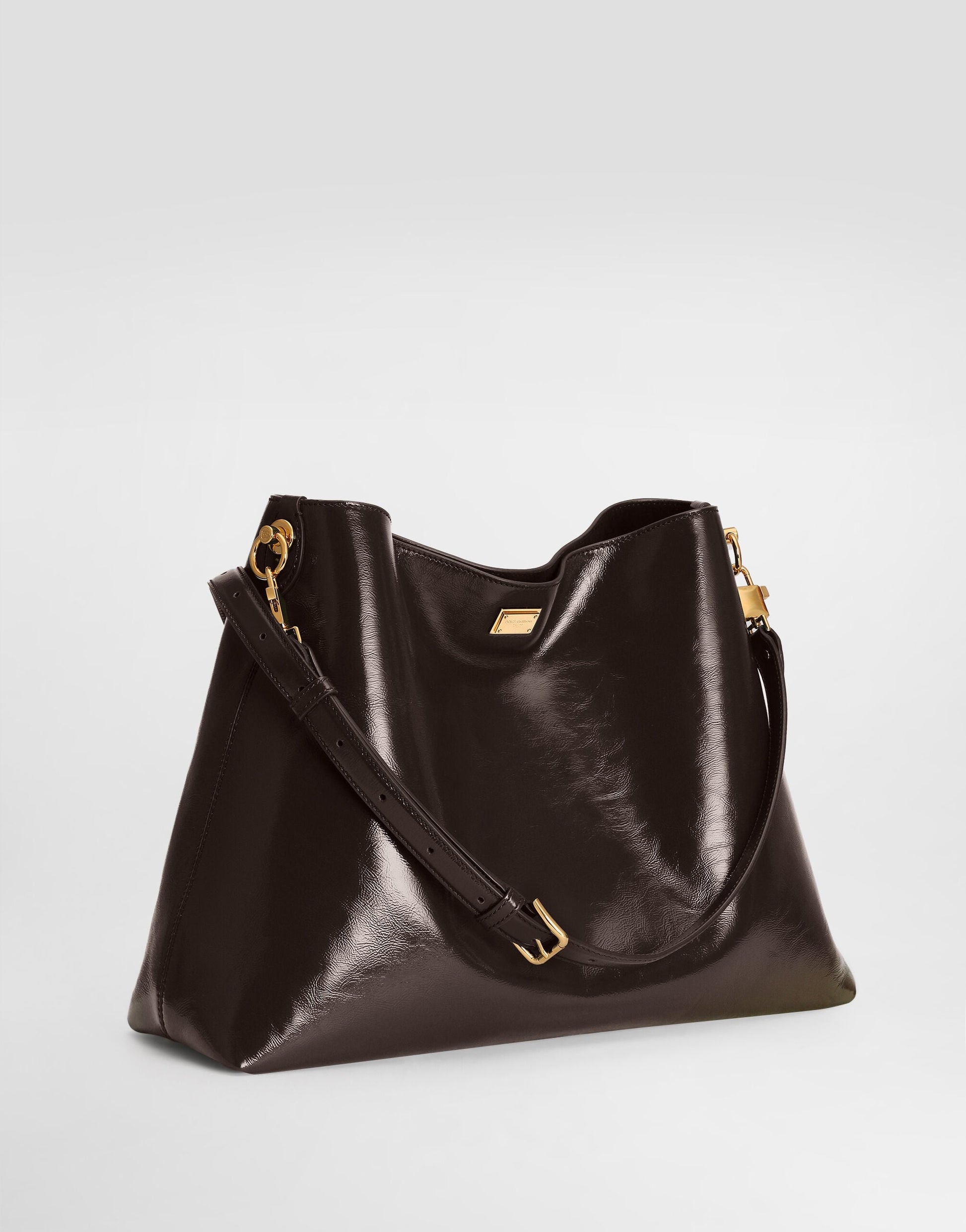 Large Vittoria Shoulder Bag Calfskin Brown Vintage Brass Hardware