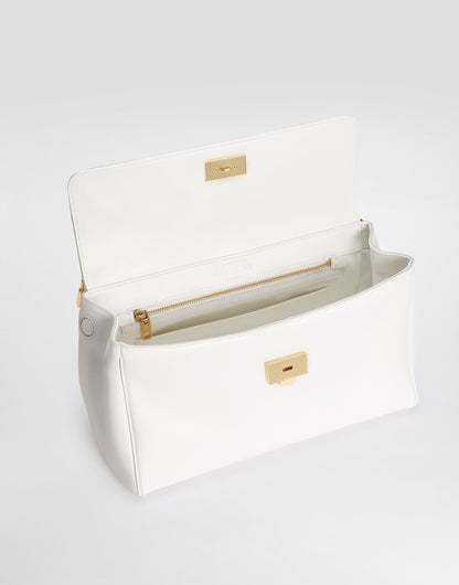 Medium My Sicily Handbag Plongé Calfskin Leather White Gold-Toned Hardware