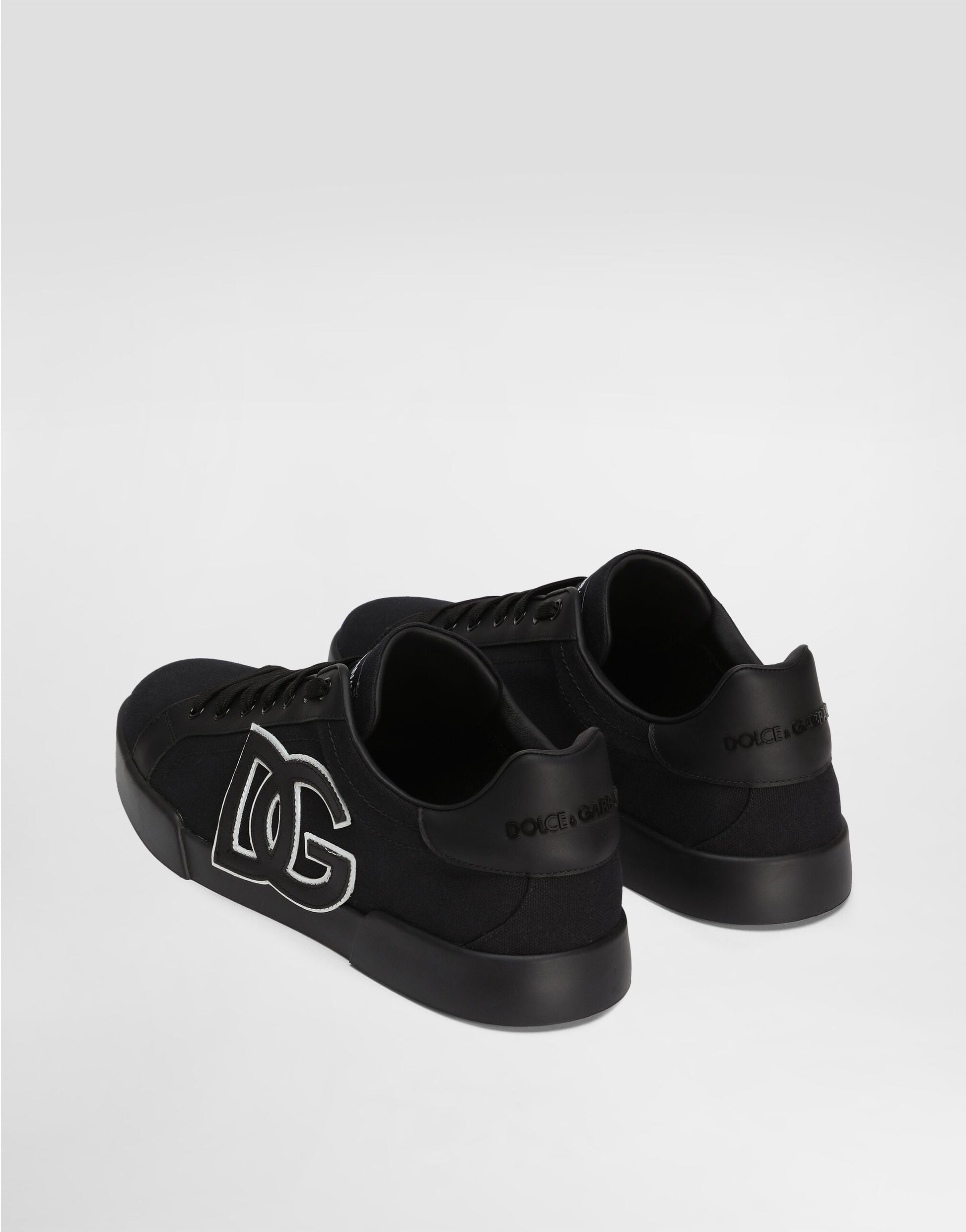 Portofino Light Canvas Calfskin Strobel Sneakers Black
