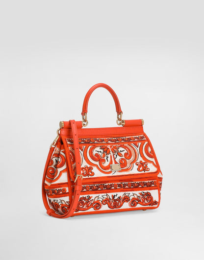 Small Sicily Handbag Leather Orange Gold-Toned Hardware