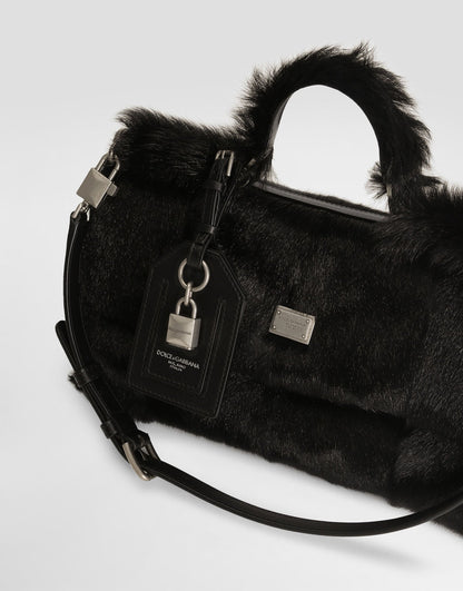 My Sicily Handbag Kid Goat and Plongé Calfskin Black Miami Palladium Plating