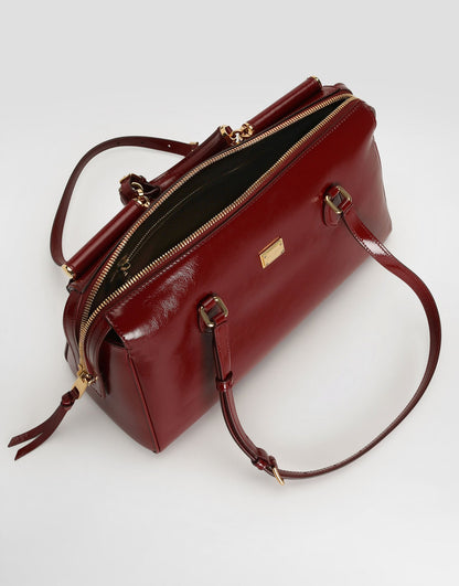 Medium Vittoria Handbag Calfskin Leather Red Vintage Brass Hardware