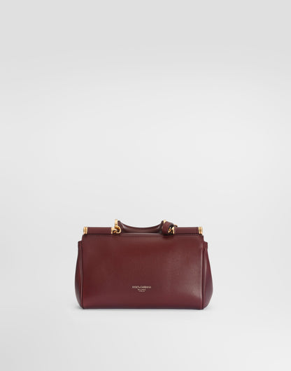 Mini My Sicily Handbag Plongé Calfskin Leather Bordeaux Brass-Toned Hardware
