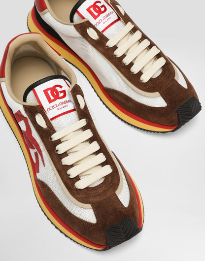CUSHION Men's Sneakers Multicolor Calfskin and Technical Fabric