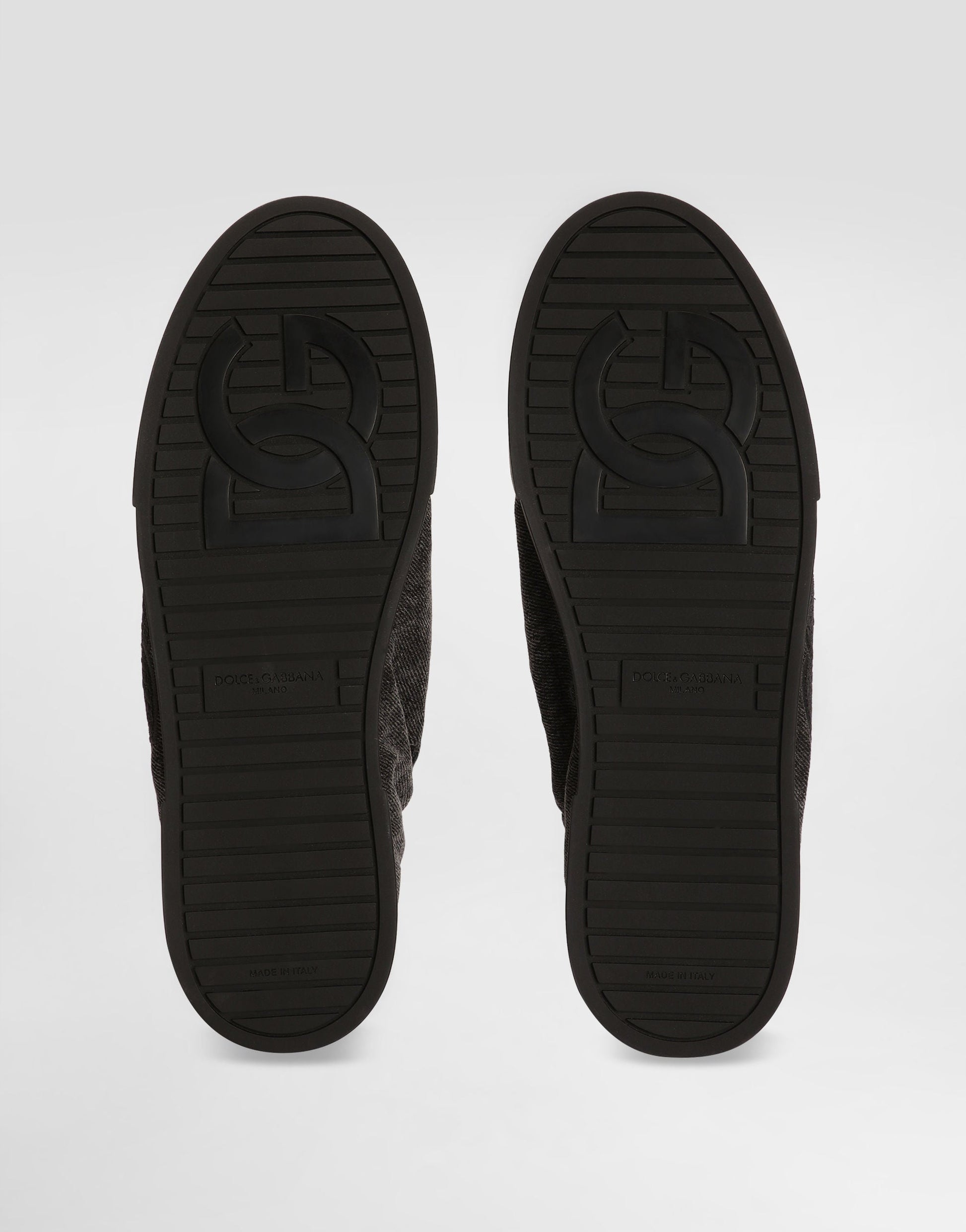 Portofino Denim Sneakers Men's Embroidered Low-Top Black