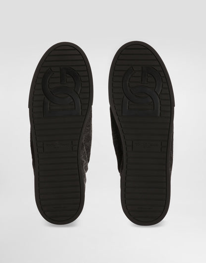 Portofino Denim Sneakers Men's Embroidered Low-Top Black