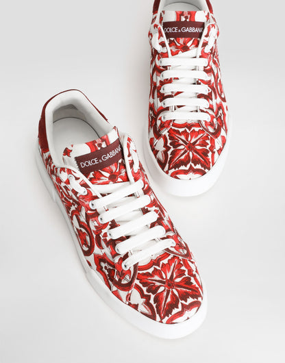 Portofino Majolica-Print Canvas Sneakers Multicolor