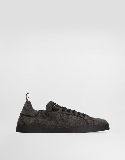 Portofino Denim Sneakers Men's Embroidered Low-Top Black