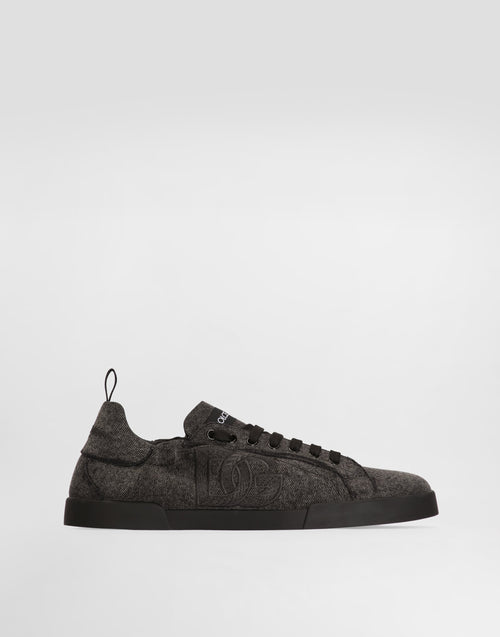 Portofino Denim Sneakers Men's Embroidered Low-Top Black