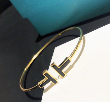 T Black Wire Bracelet