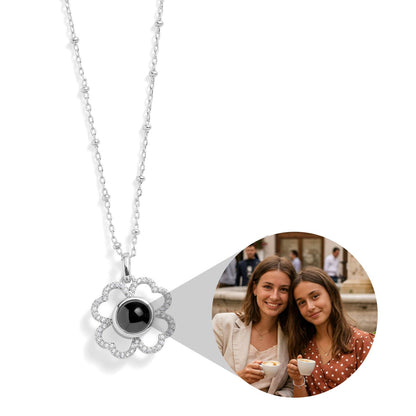 Personalized PavĂ© Clover Photo Necklace