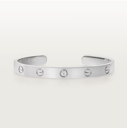 Open Cuff One Diamond Love Bracelet
