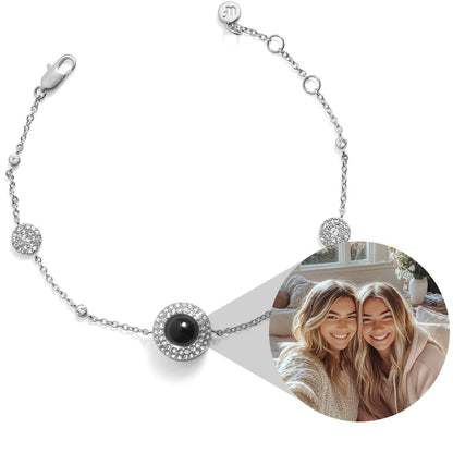 Personalized PavĂ© Circle Photo Station Bracelet
