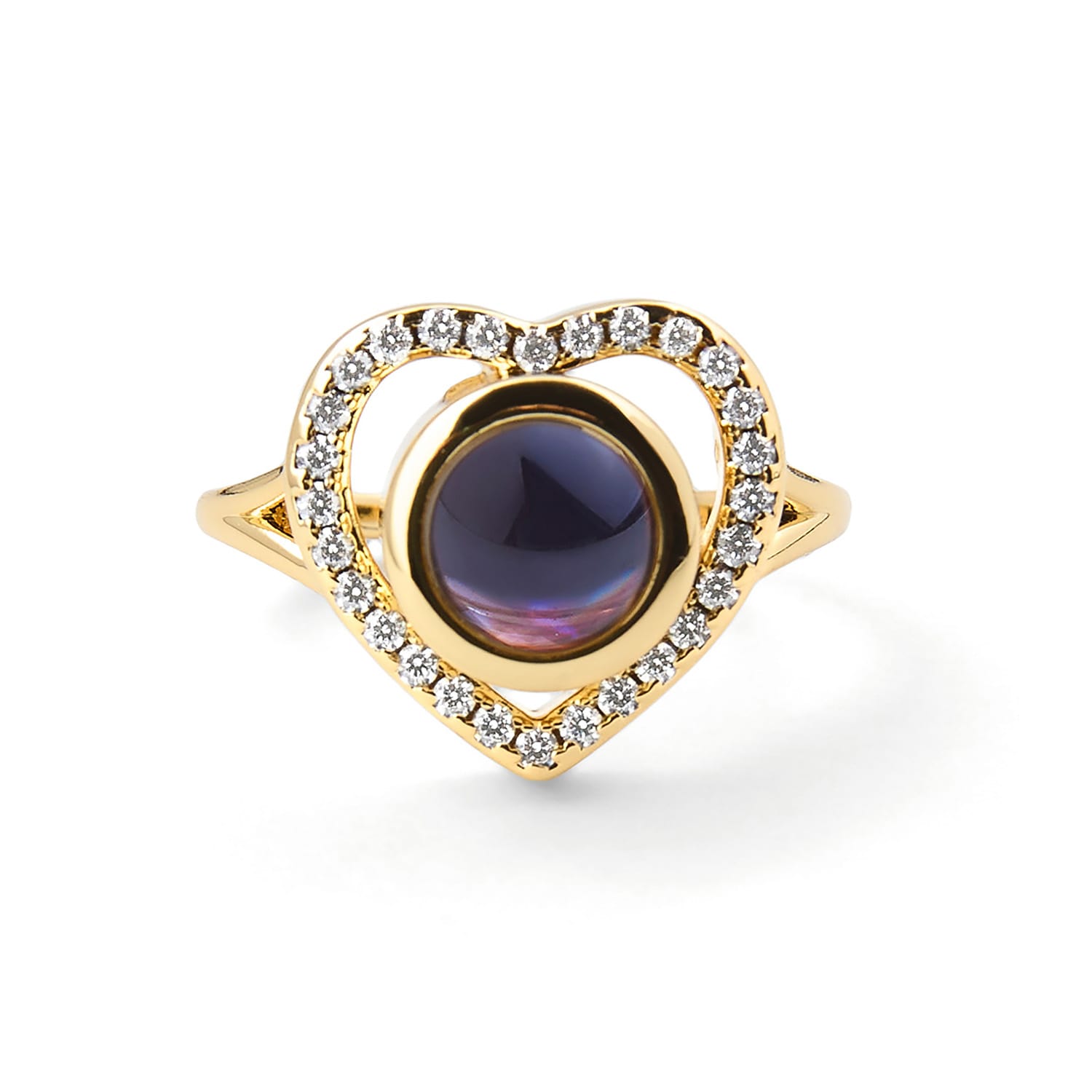 Personalized PavĂ© Heart Photo Ring